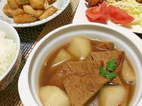 ほね天と大根ごとごと　シンプル根昆布だしとお醤油煮